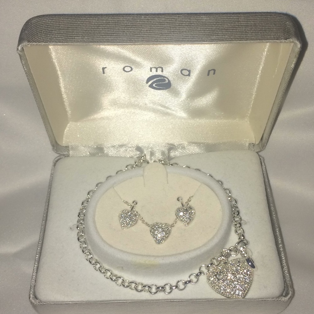 Silver-Tone Plated Earrings/Necklace/Bracelet